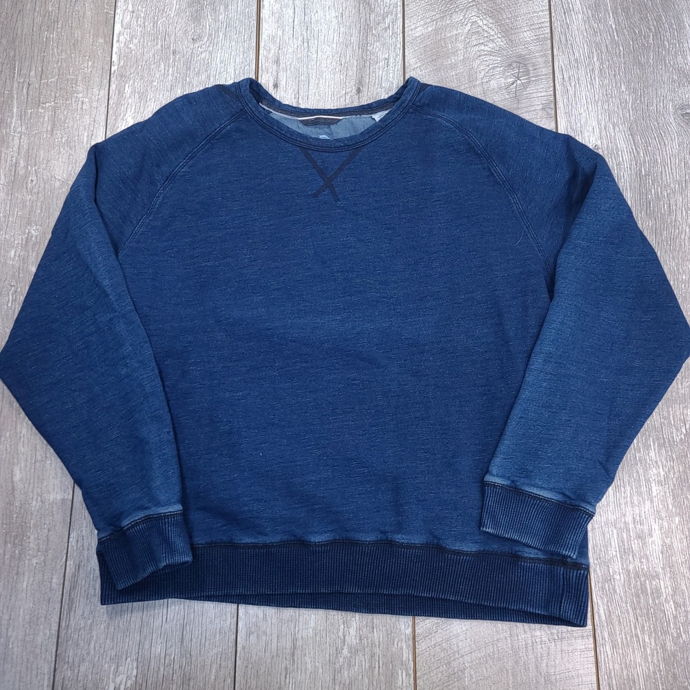 Tommy Bahama Sweatshirt Men XL Blue Indigo Cotton Raglan Crew Neck ST226061